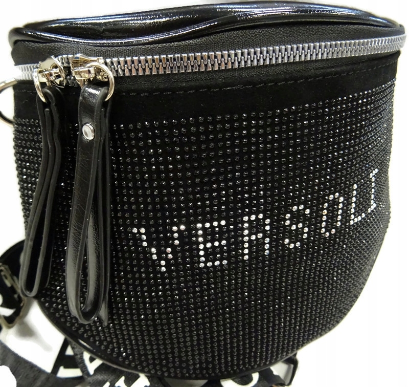 

Torebka nerka saszetka skóra czarna diamenty