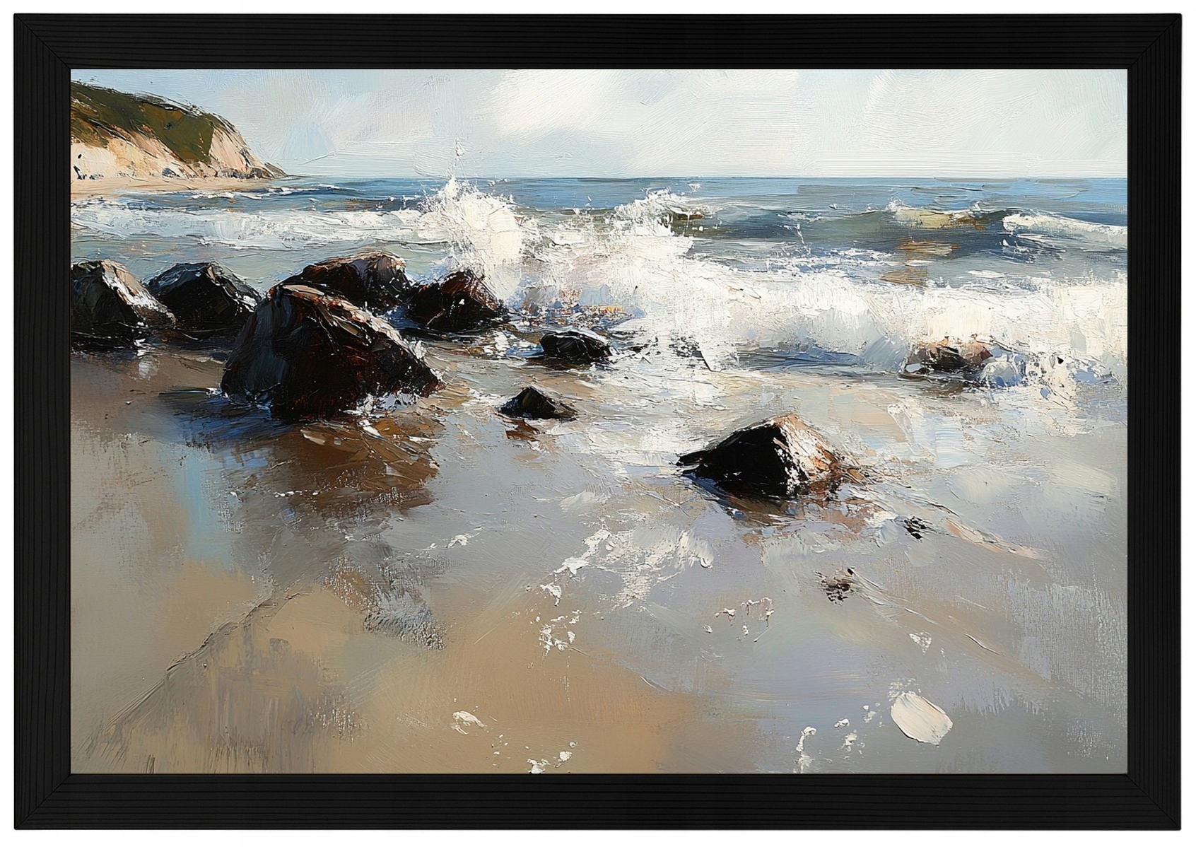 Rámeček Plakát Moře Pláž Útes Kameny Skály Vlny 60x40