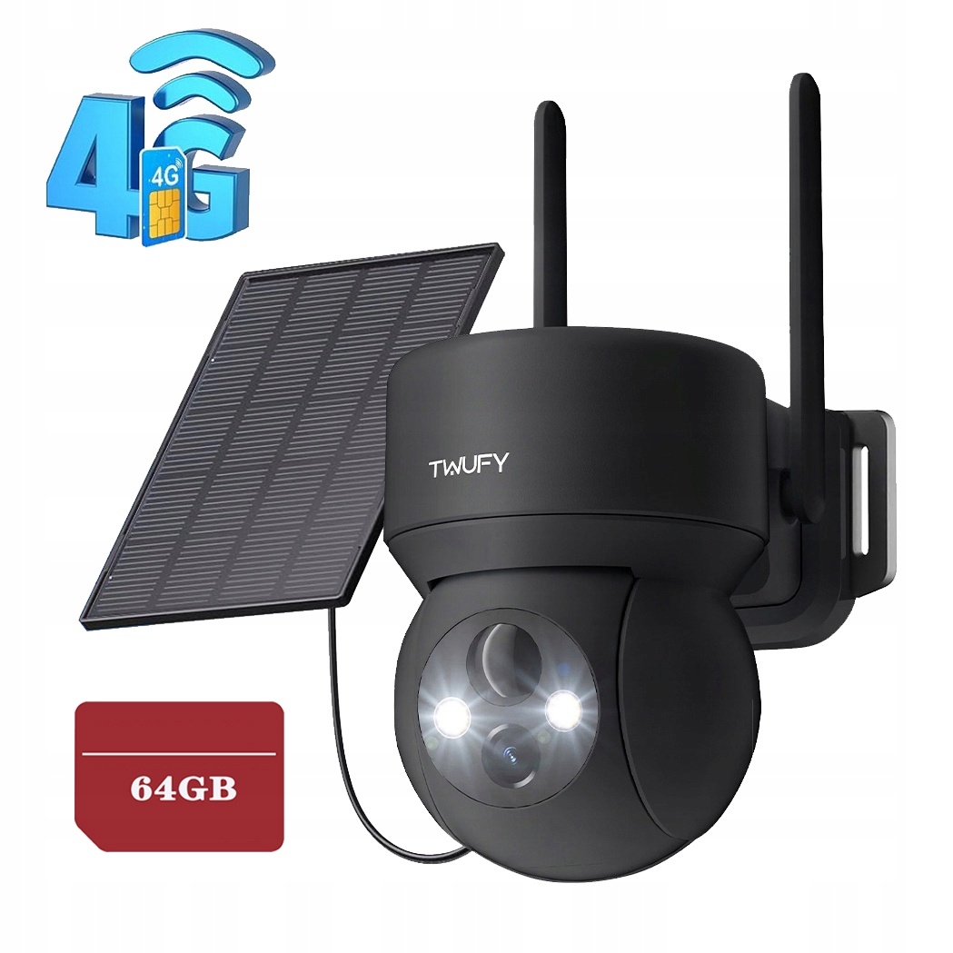 Venkovní Solární Kamera Smart Otočná Gsm 3G 4G Sim 2K 3MPx Full Hd 64GB