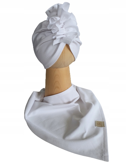 

Zestaw Czapka Turban Chusta Biel 40-43cm