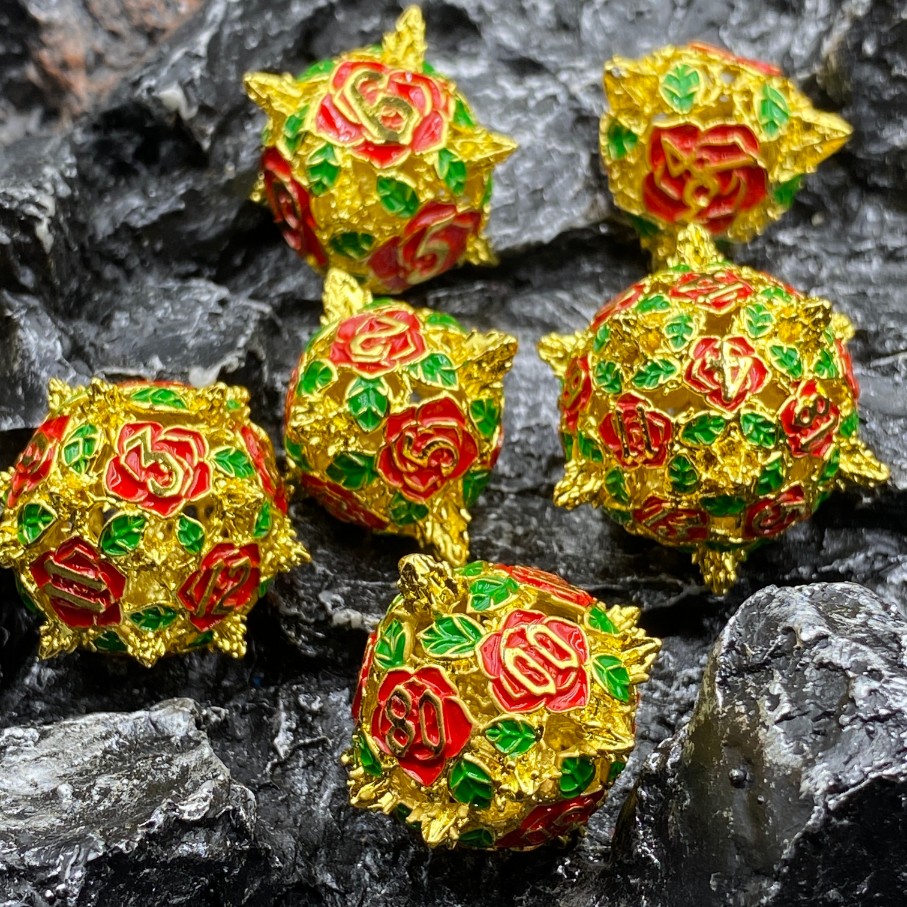 RÓŻANY OGRÓD ZESTAW 7 METALOWYCH KOŚCI RPG