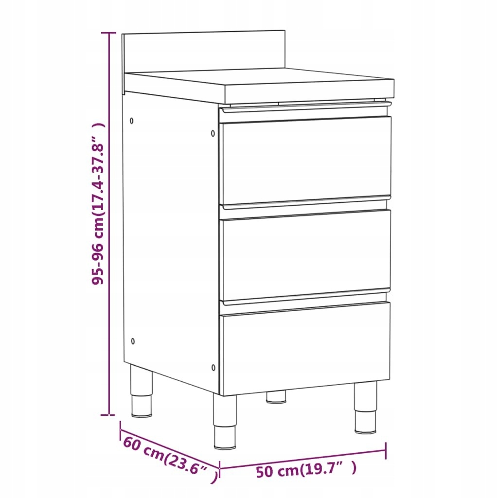 Szafki gastronomiczne, 3 szt., stal nierdzewna Rodzaj inna