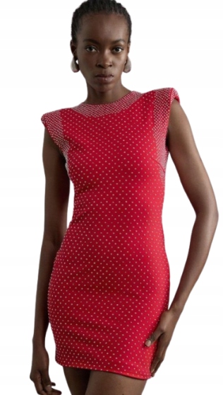Karen Millen Červené Šaty S Kamínky Na Zip Pro Nízké Velikosti M B1F