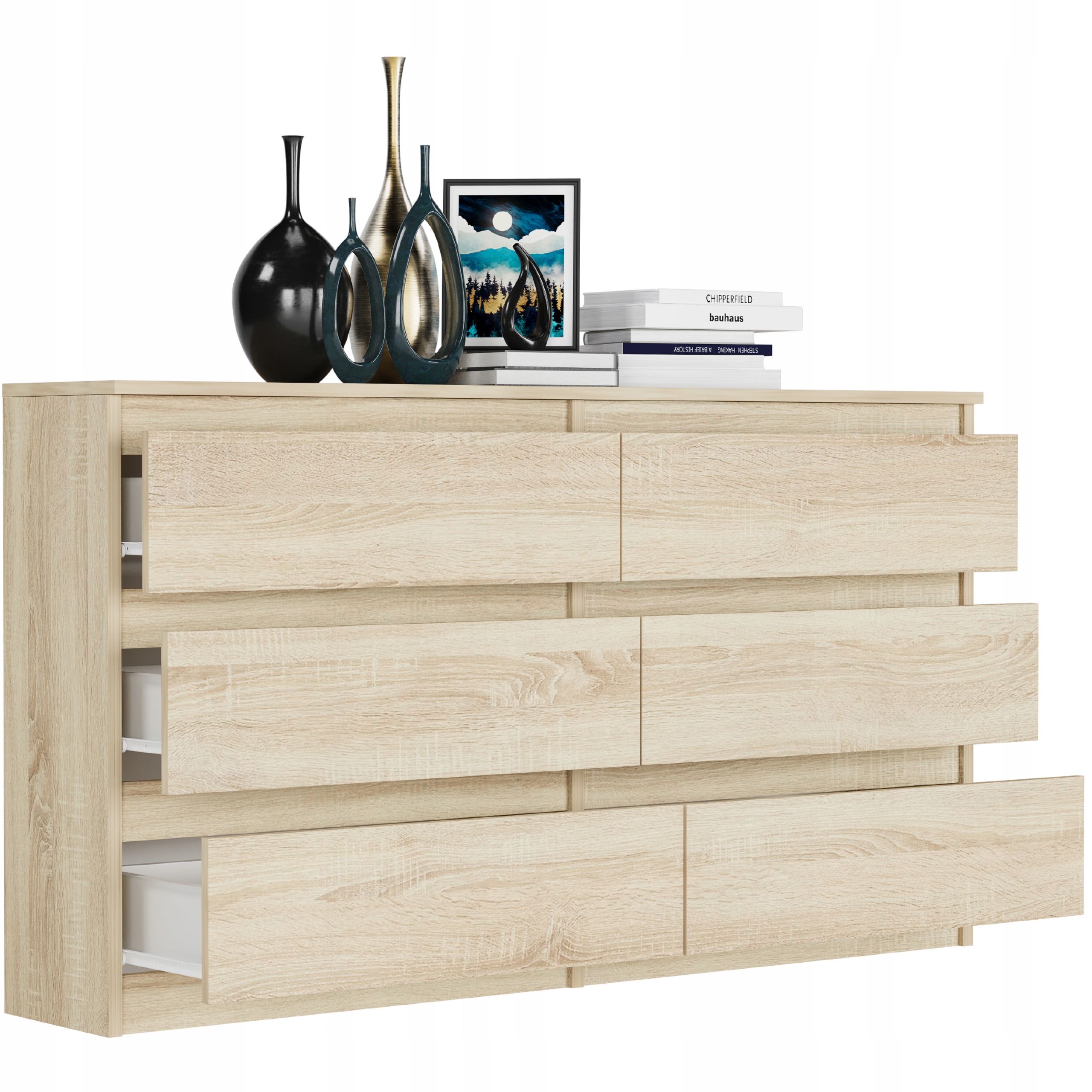 KOMODA 140 CM SZAFKA 6 SZUFLAD PRODUCENT PL R-140 SONOMA
