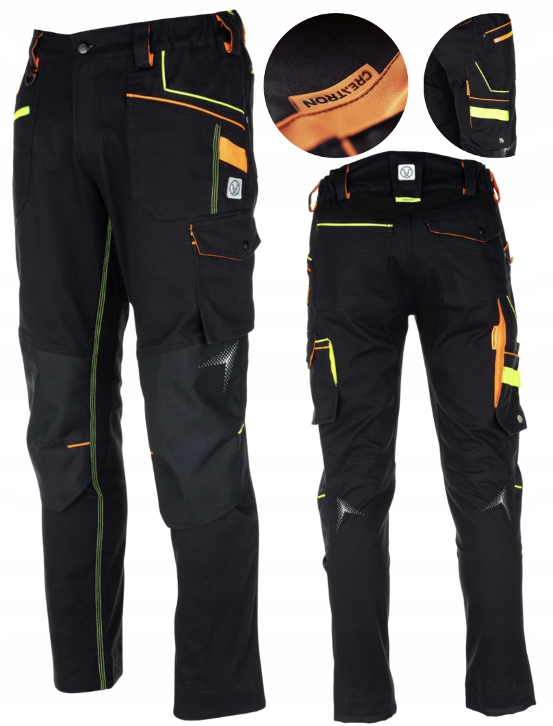 Ochranné pracovní kalhoty do pasu Elastické pánské Neon odolné Stretch