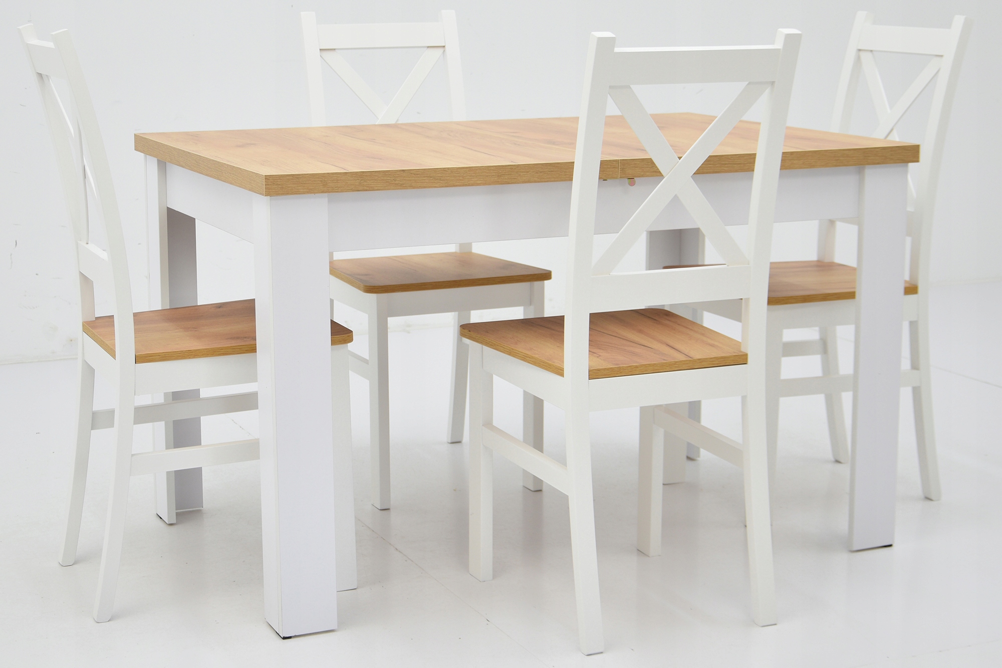 Zestaw Stół i 4 krzesła Krzyżak DĄB CRAFT Długość stołu 120 cm