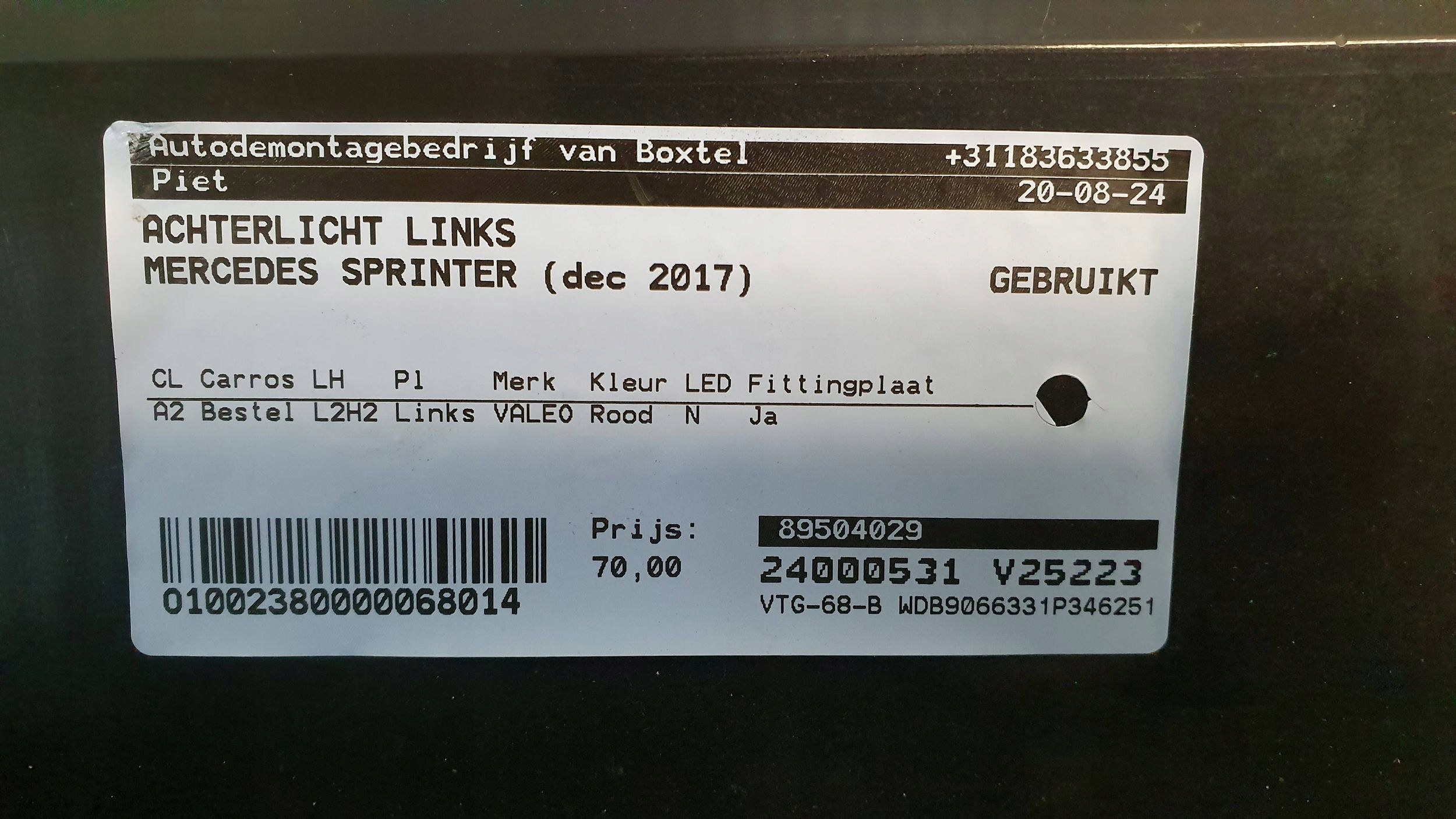 Licht heck links MERCEDES SPRINTER W906 06
