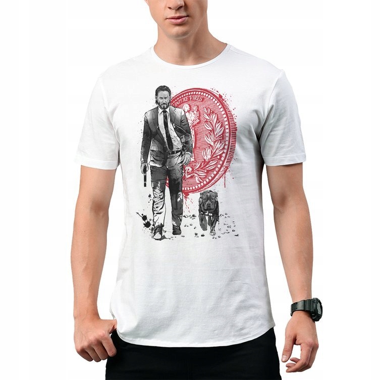 John Wick Chapter Two Tシャツ XL Koszulka Męska John Wick Typ2 - Kolor: Biała, Rozmiar: 3XL