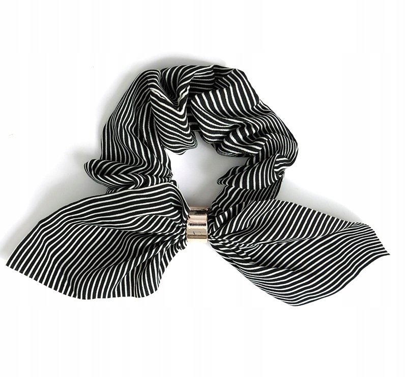 

Gumka Do Włosów Scrunchie Kokarda Paski Czarna