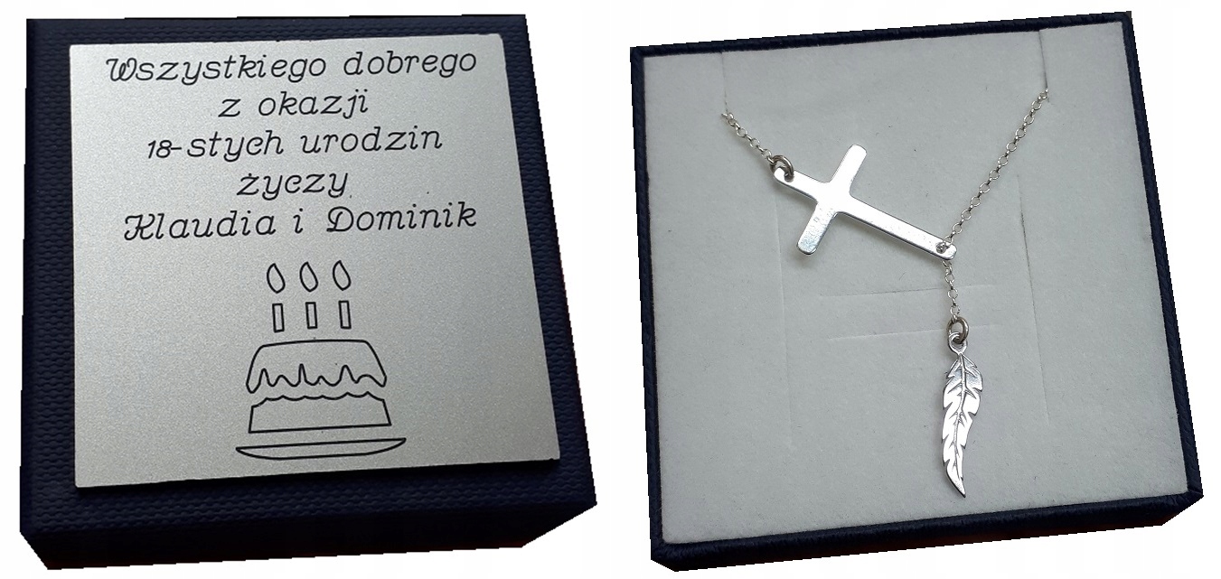 Náhrdelník řetízek křížek pero Stříbro Gravírování