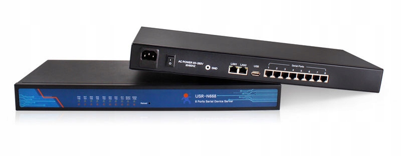 USR-N668 převodník RS232/422/485 na Ethernet, 8 portů, rackové pouzdro