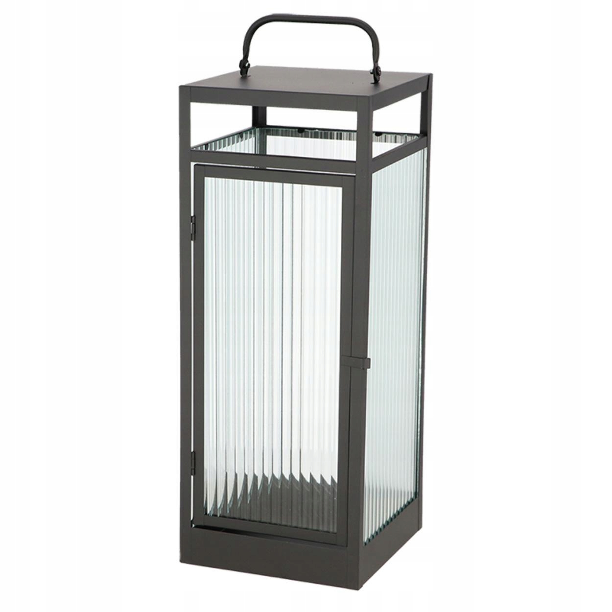 Ryflovaný Lampáš Na Sviečky, Veľmi Veľký, Vysoký 56,8 CM, Sklenené Steny