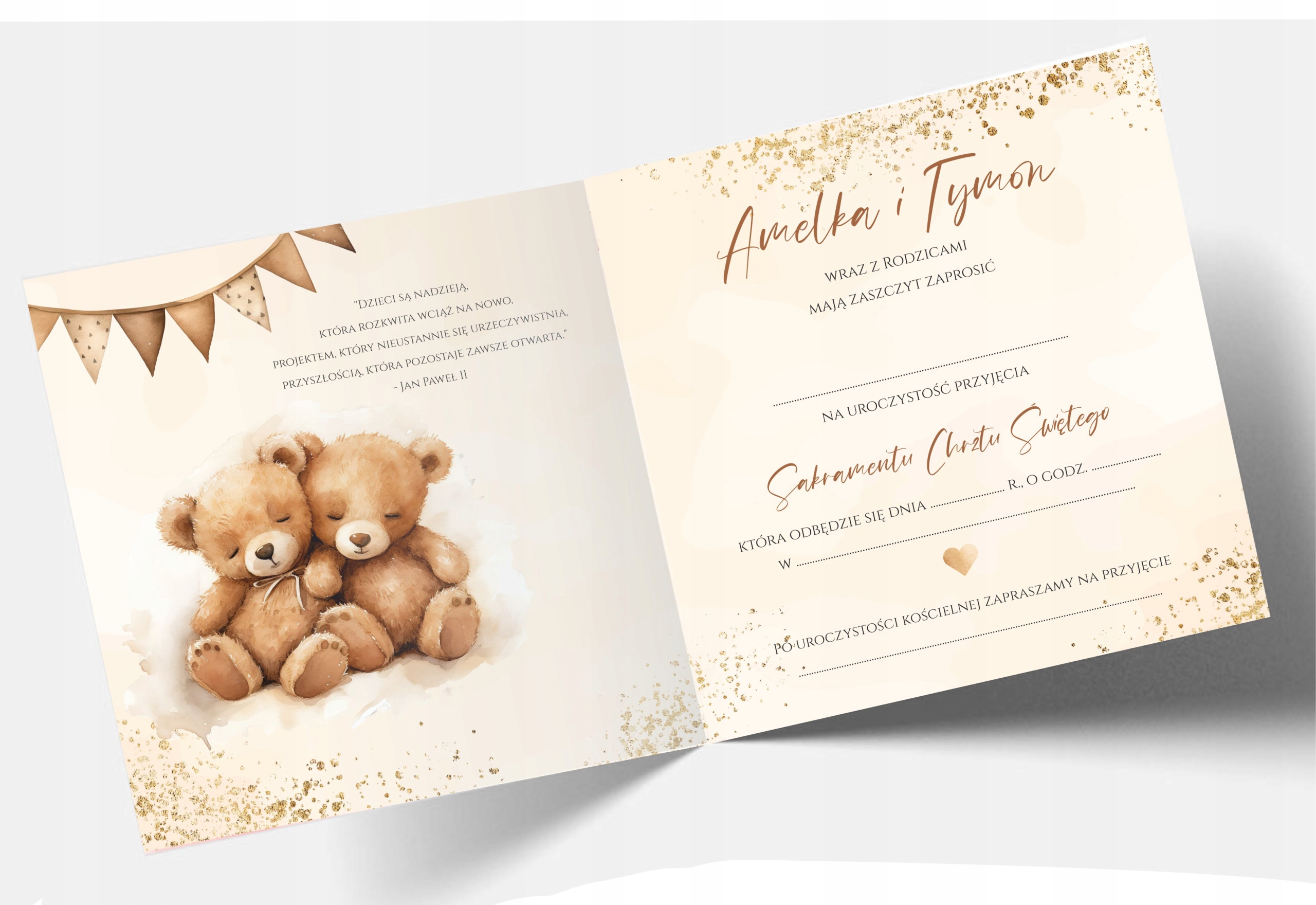 ZAPROSZENIE NA CHRZEST ŚWIĘTY + KOPERTA + IMIĘ DZIECKA + EKSPRES Bliźniaki Marka inna
