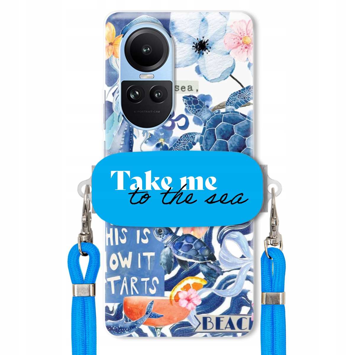 Pouzdro pro Oppo Reno 10 Pro 5G Premium Vodítko modré Držák Take Me To The Sea