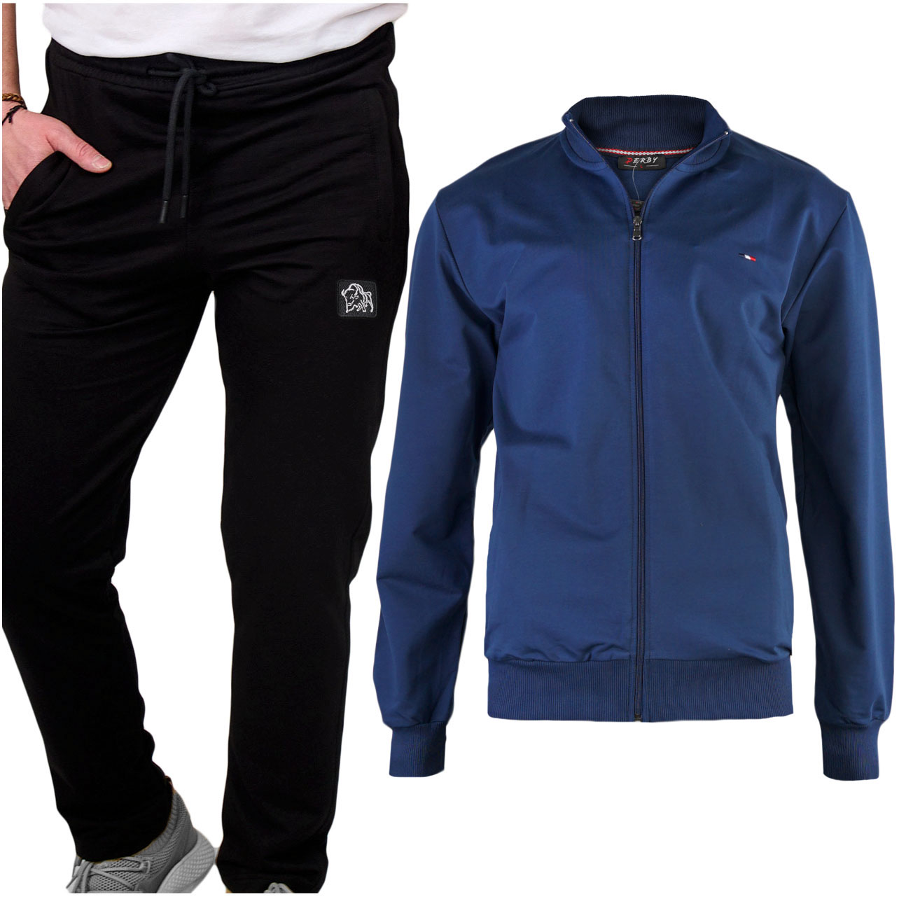 Teplákovka Pánský sportovní komplet mikina a bavlněné kalhoty 4032 4057 blue 7XL