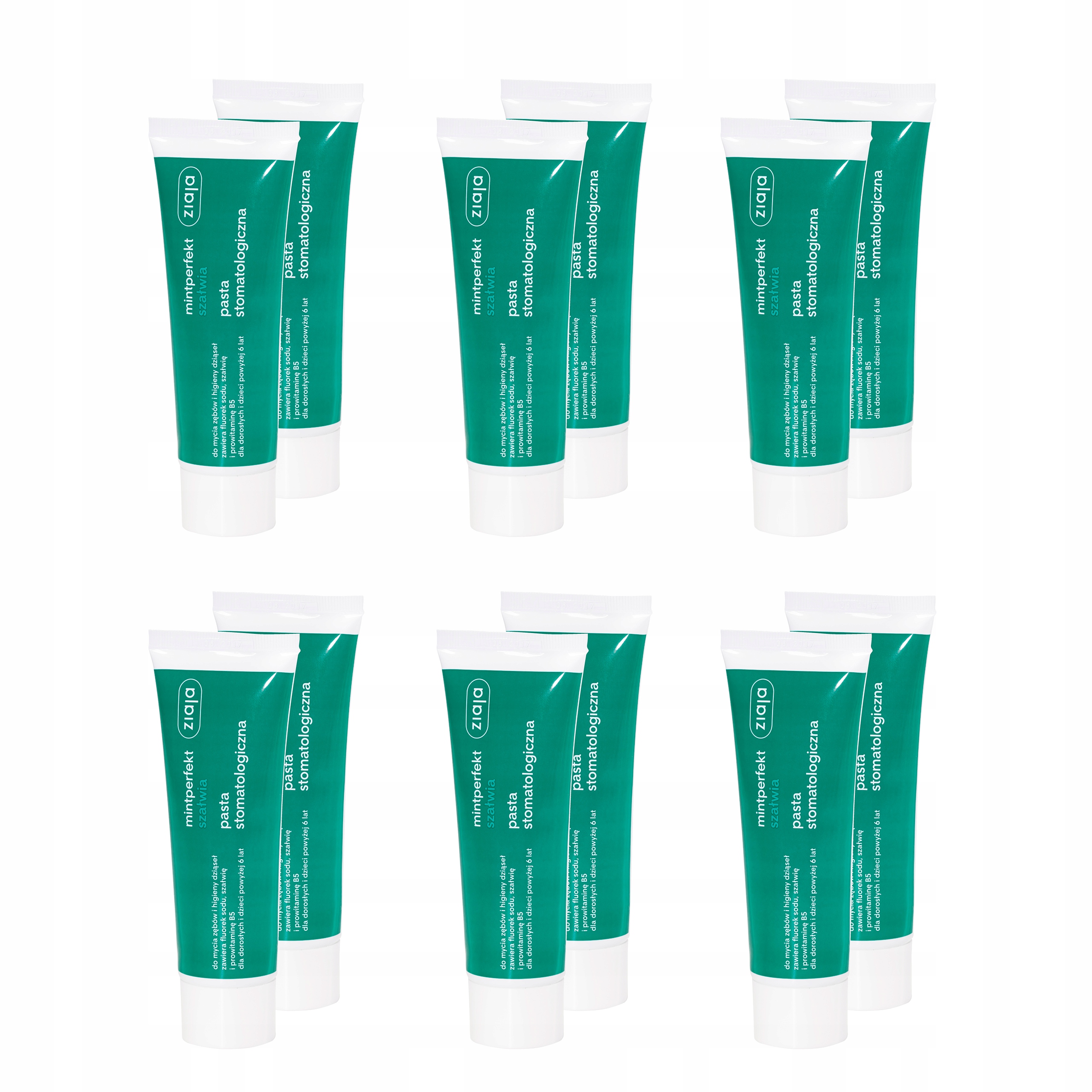 12x Pasta do zębów przeciwpróchnicza Ziaja Mintperfekt Szałwia 75 ml