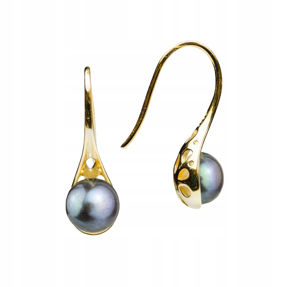 Zlaté Náušnice S Perlou Na Biglu Stříbro 925