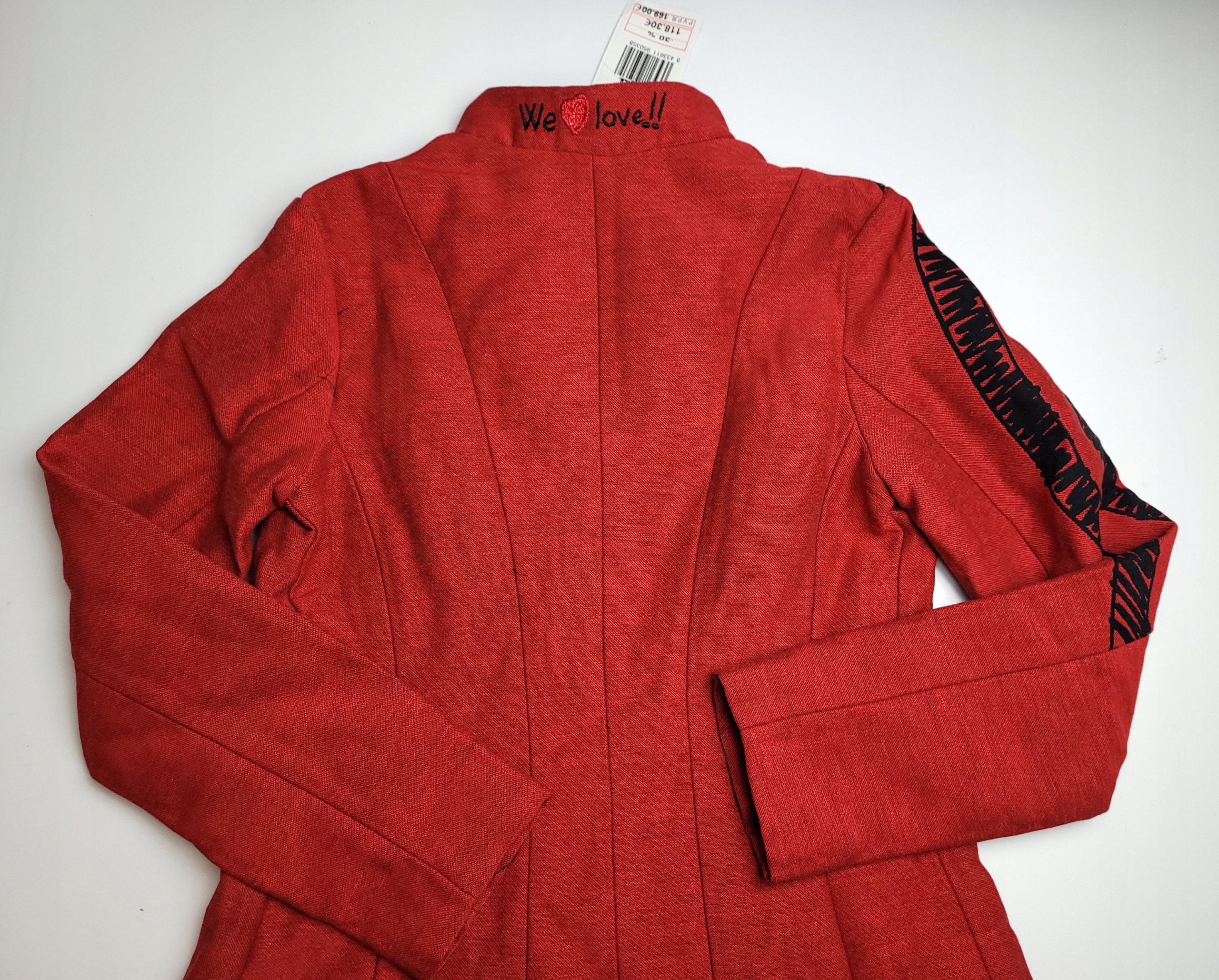 DESIGUAL unikatowy płaszcz E LOVE logo 36/38 Długość do bioder