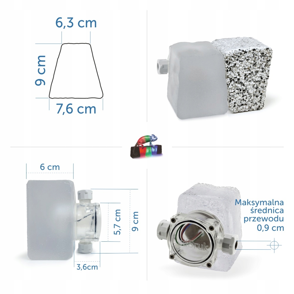 8x Kostka Brukowa LED LedBruk Piccola-B RGBW BZ Liczba punktów światła 1
