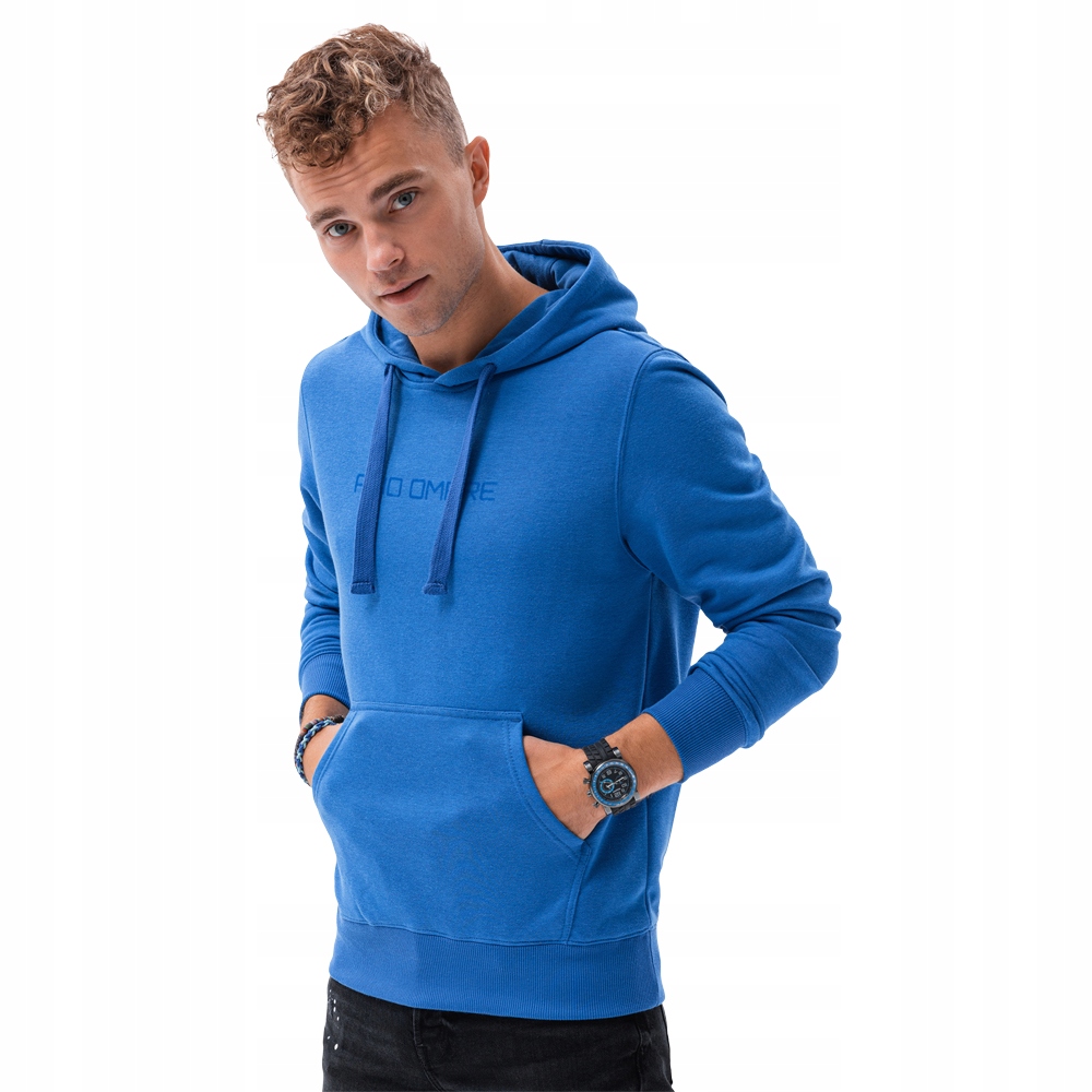 

Bluza męska z kapturem nadruk B1351 niebieska S