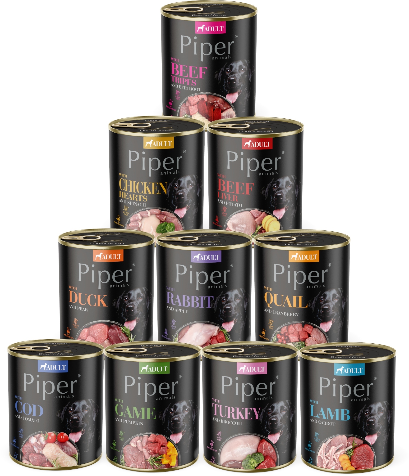 Levně MIX Krmiva Pro Psy Piper 800G 10 Kusů