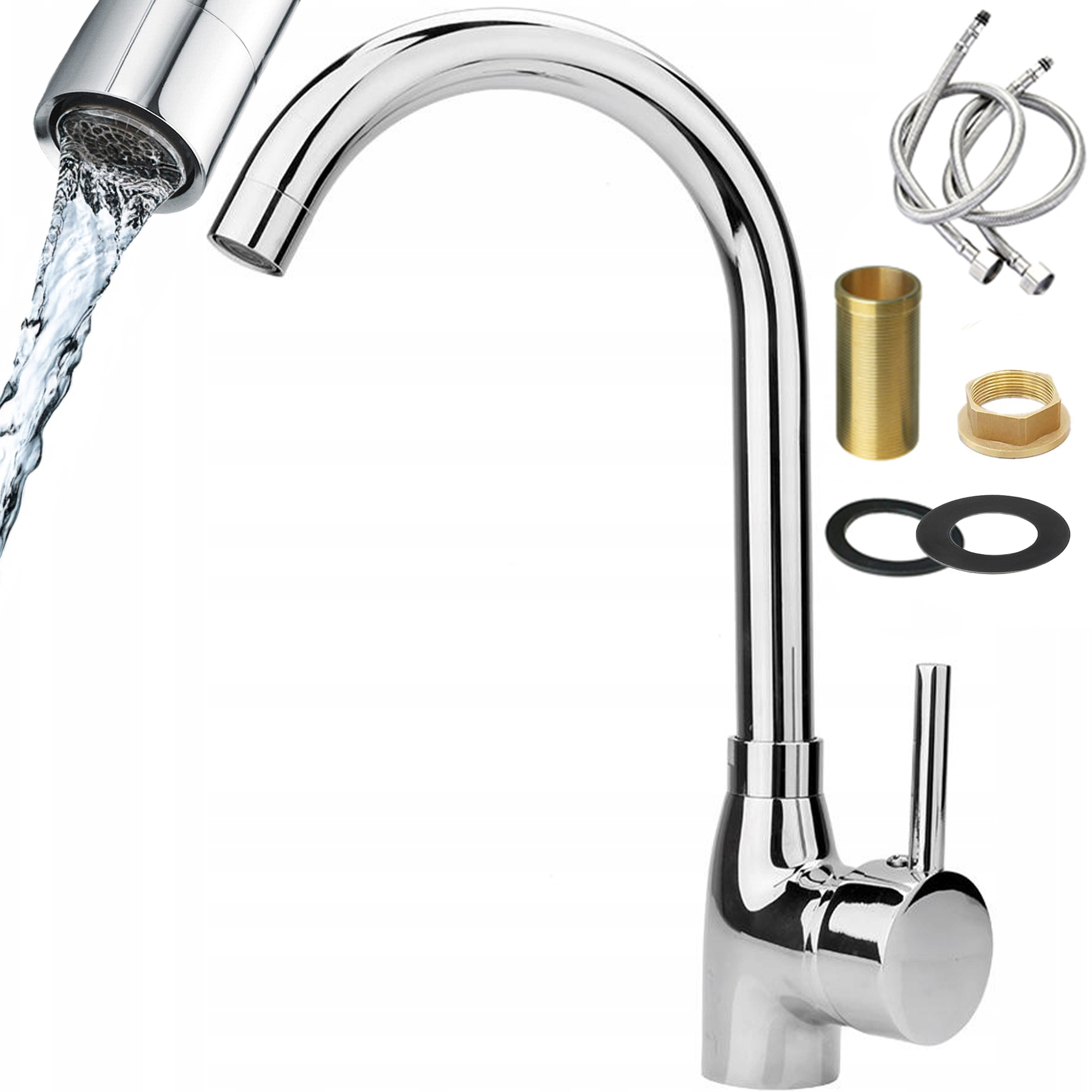 Kuchyňská Dřezová Baterie Chrom 360° stojící stříbrná