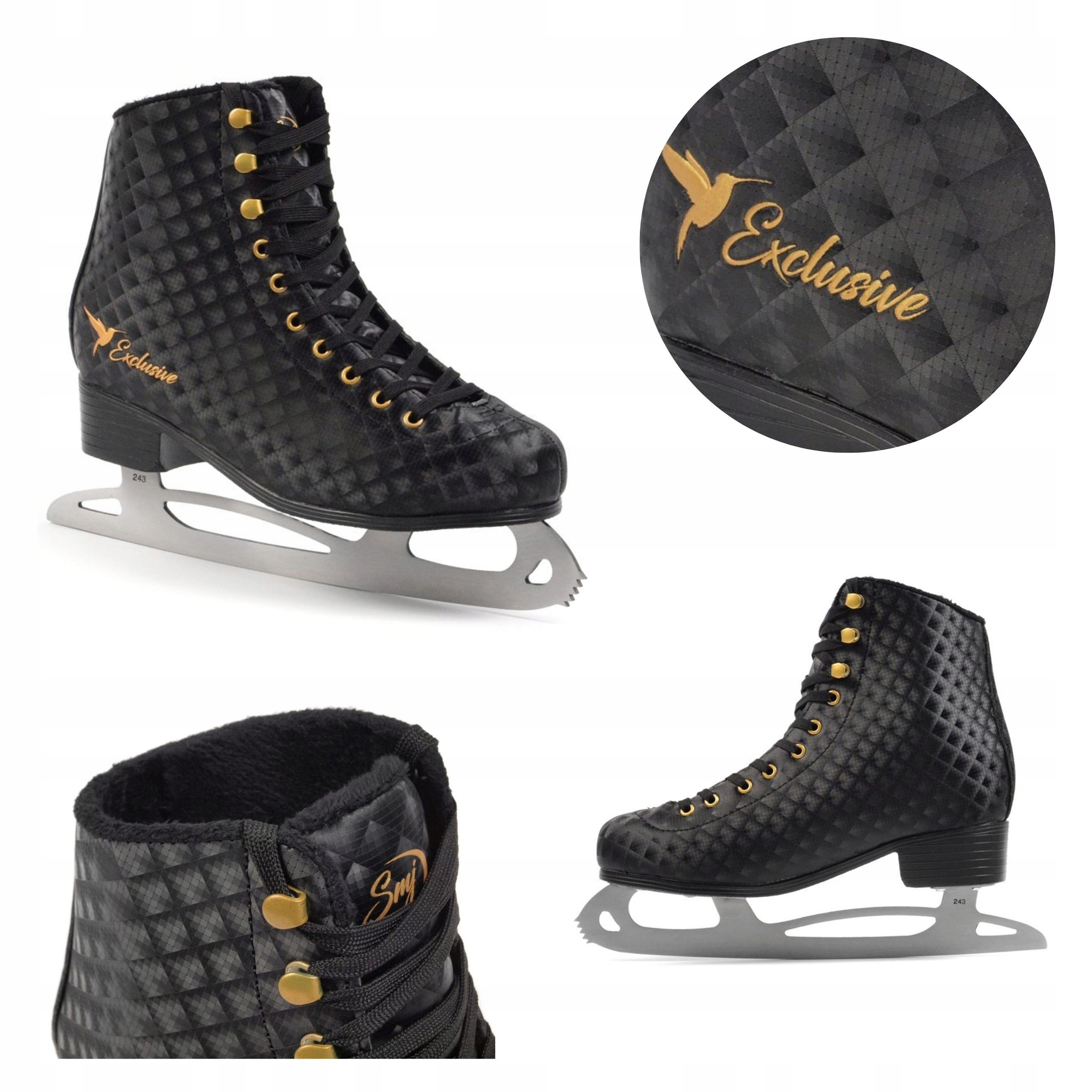 Solidne łyżwy figurowe z futerkiem Exclusive Smj rozm. 36 czarne