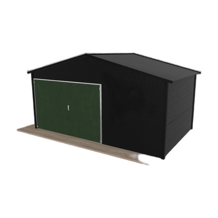 Plechová garáž 5x3 m jednopolohová, dvouspádová, černá