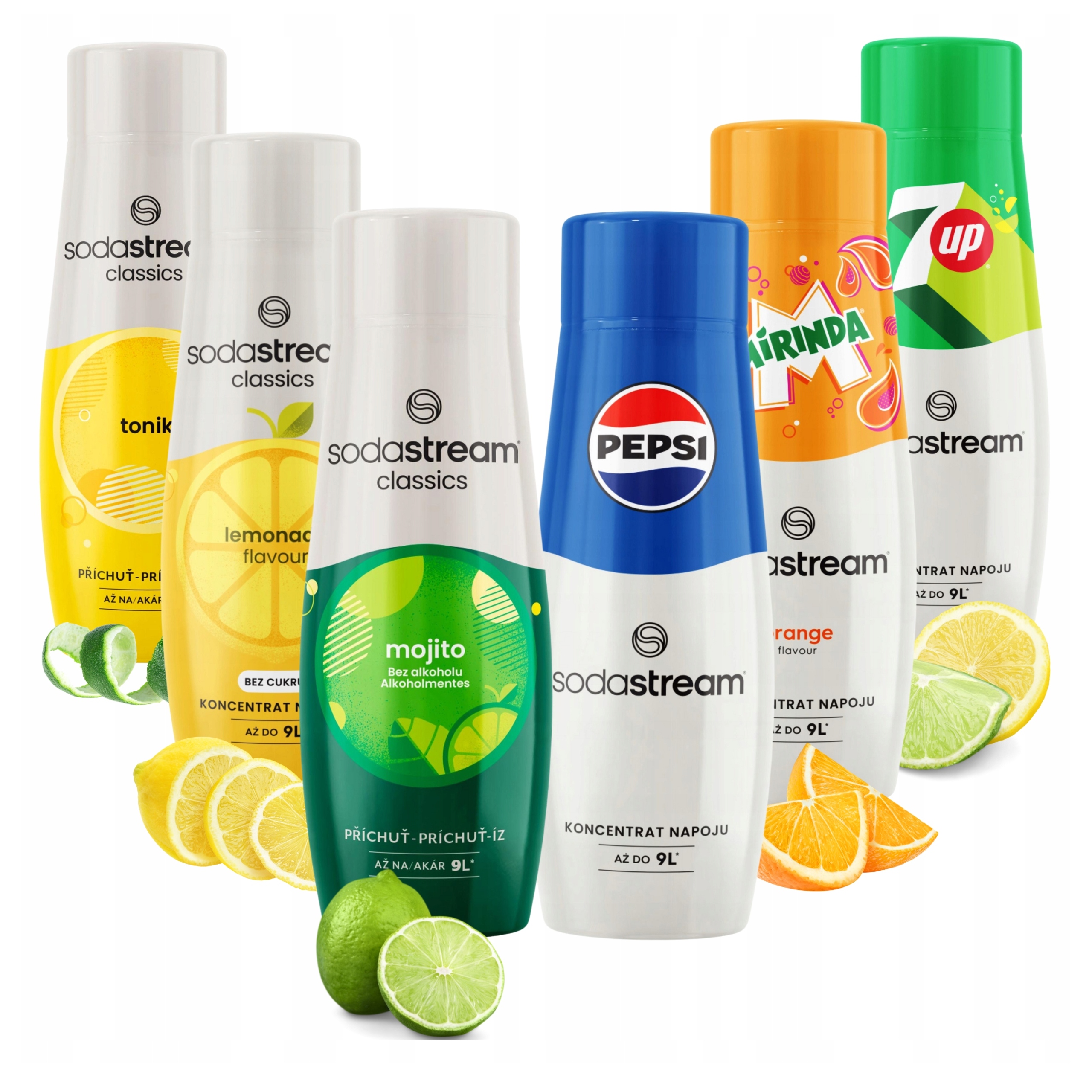6x Syrop Do Wody SodaStream Pepsi, Mirinda, 7UP, Lemoniada, Mojito, Tonik