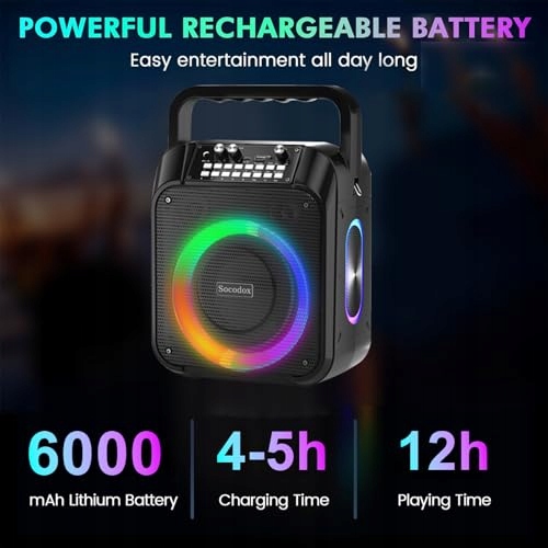 KARAOKE MASZYNA Bluetooth Głośnik 30W Mikrofony RGB Imprezowy — miniatura 4