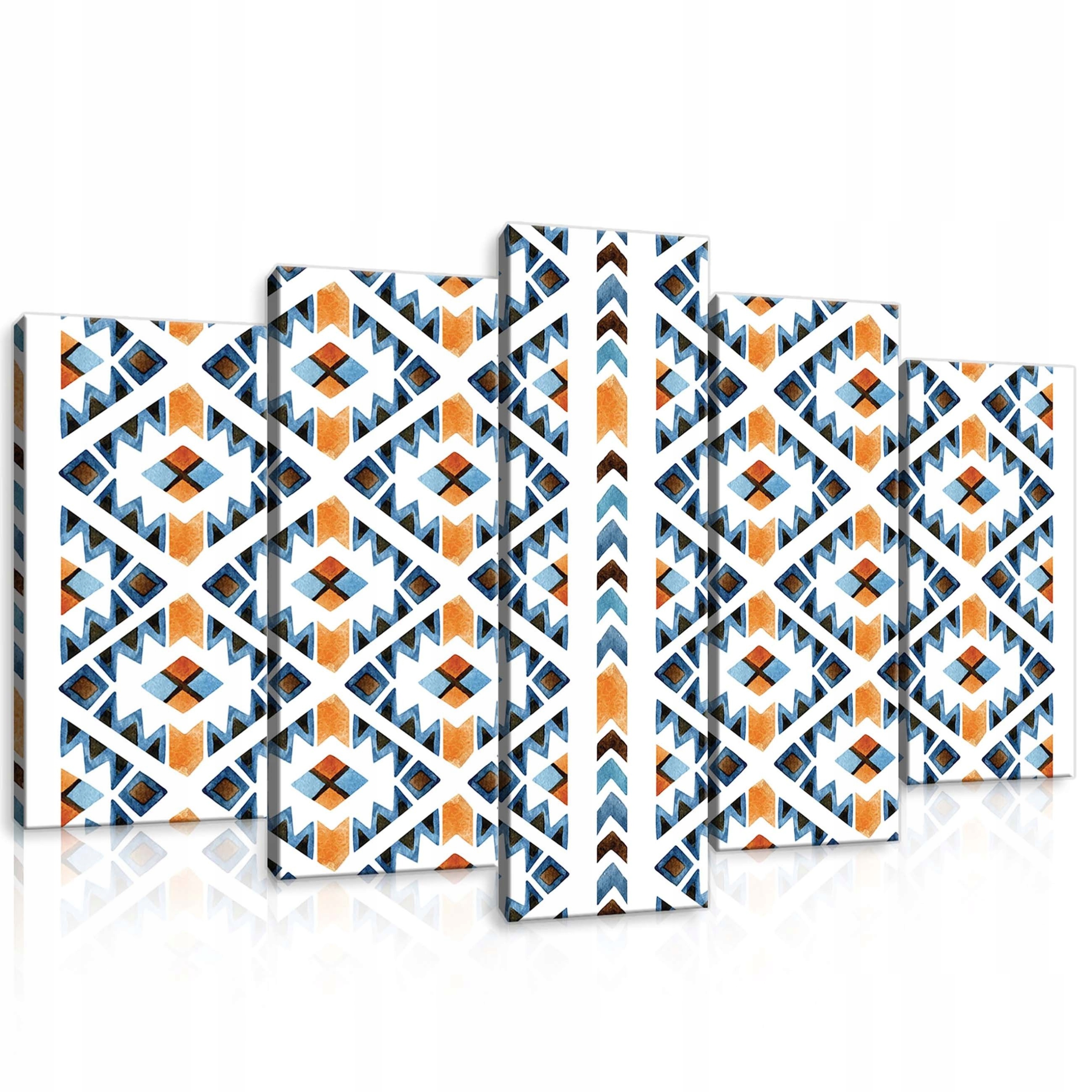 Obraz 100x60 Geometrický etnický obraz Aztéků Modrý Oranžový