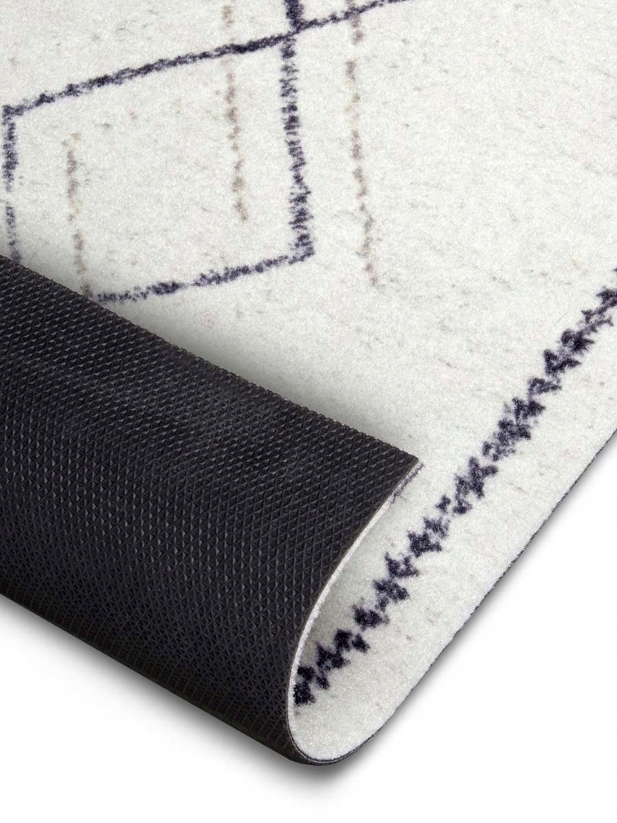 Kremowo szary dywan do kuchni,mata antypoślizgowa z wzorem boho 45x150cm Szerokość produktu 150 cm