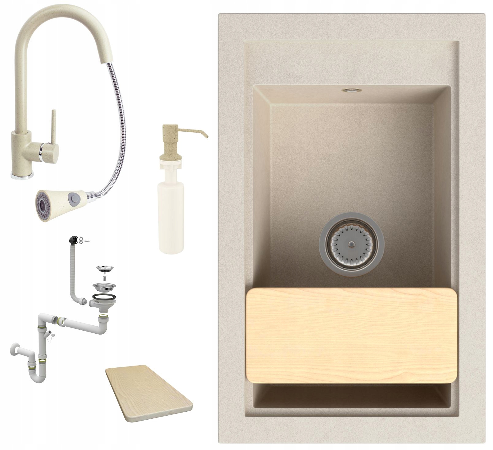 

Zlewozmywak Zlew Granitowy Jednokomorowy Zestaw+++