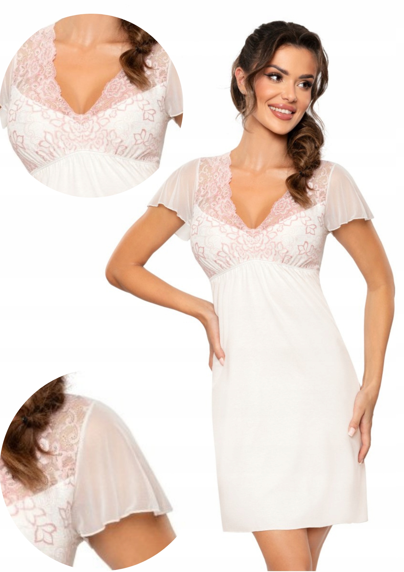 Donna Perla košile noční viskóza ecru M/38