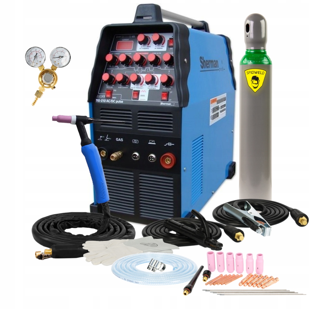 Spawarka inwertorowa Tig Ac DC Mma Sherman 210 Puls Hf 200A Igbt zestaw