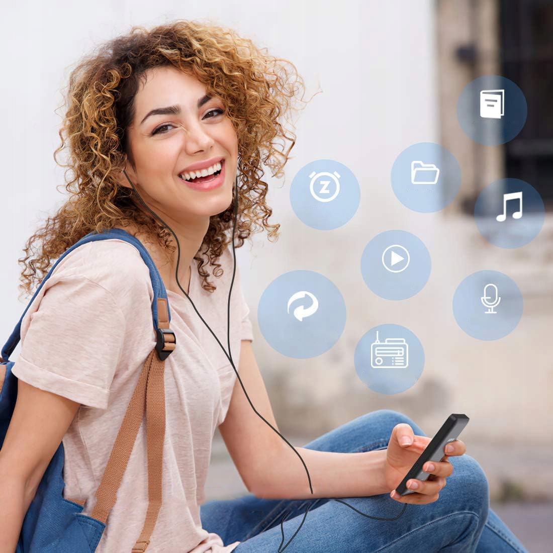 BLUETOOTH 5.0 ODTWARZACZ MP3, PRZENOŚNY ODTWARZACZ MUZYCZNY HIFI, RADIO FM Marka inna