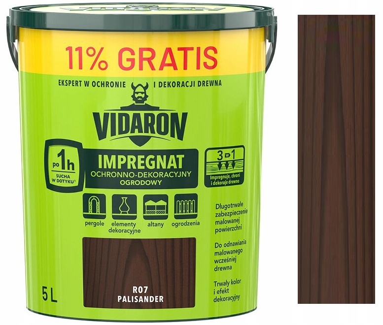 Vidaron Impregnat Ogrodowy Do Drewna Ochronno DEKORACYJNYR07 Palisander 5L