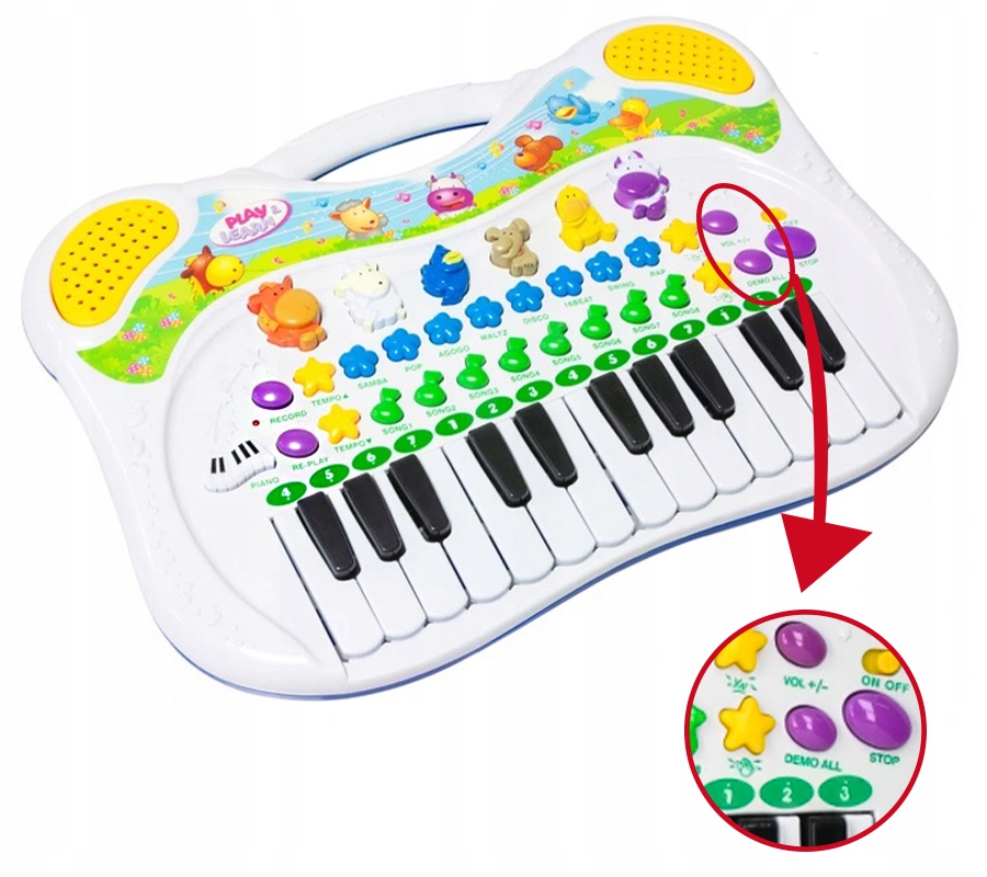 Pianinko Interaktywne Ze Zwierzatkami Organki U18 Baterie 3 x AA