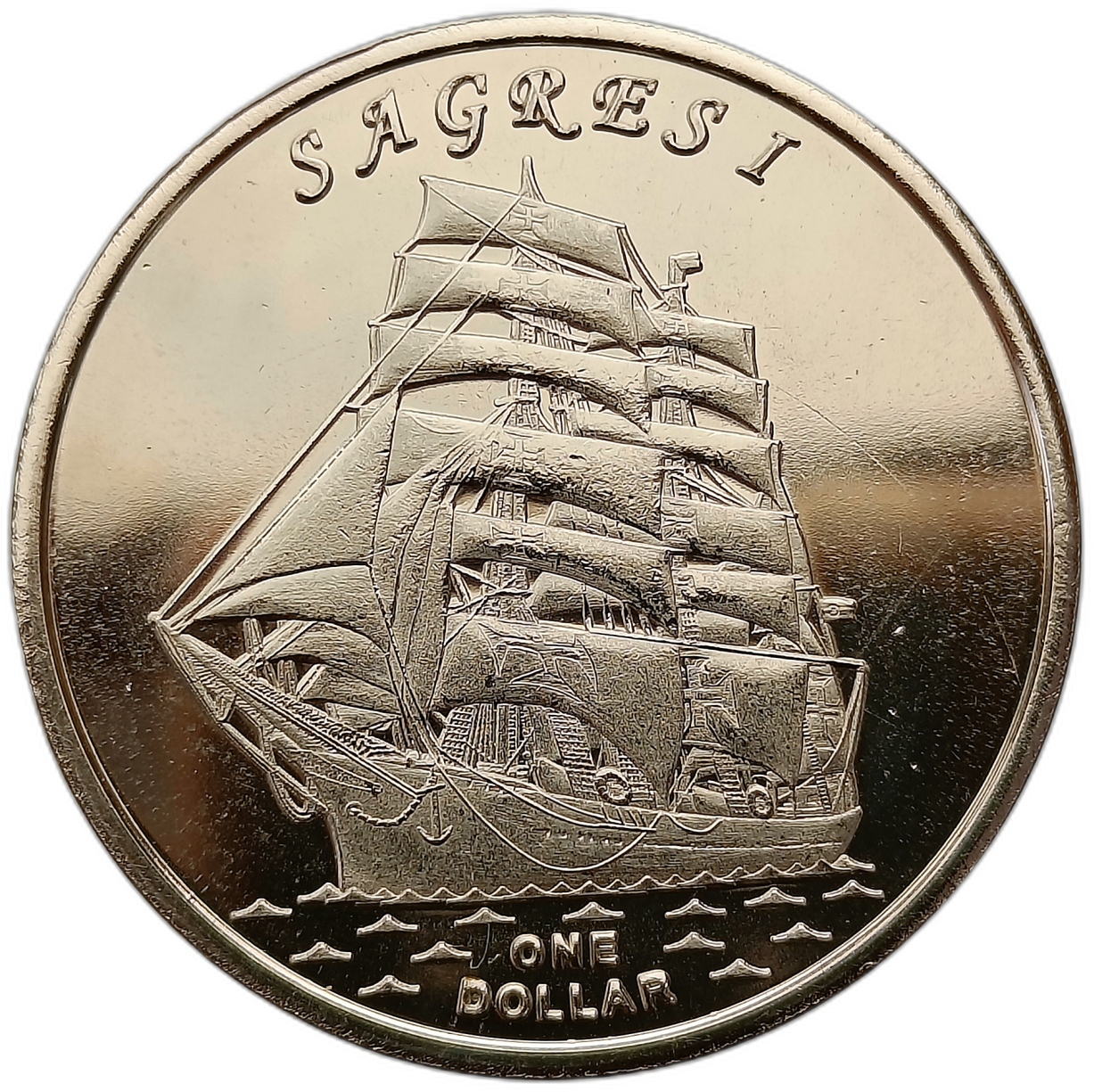 GILBERT ISLANDS - KIRIBATI 1 DOLLAR 2017 STATEK ŻAGLOWIEC - SAGRESI UNC