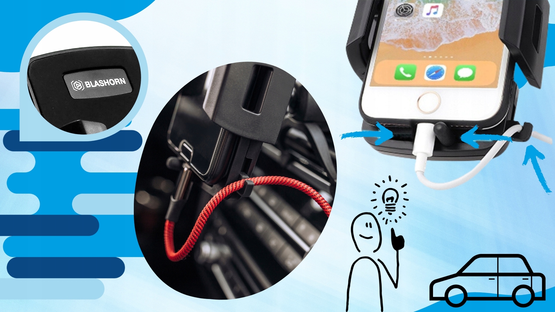 UCHWYT DO TELEFONU SAMOCHODU SAMOCHODOWY NA KRATKĘ IDEALNY PREZENT DLA MĘŻA Kod producenta BL2002