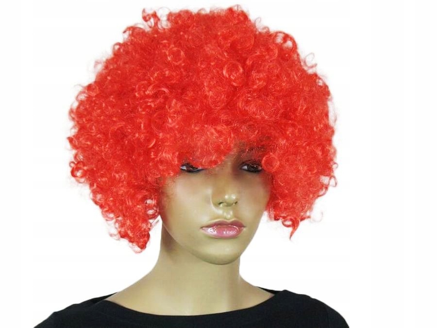 PERUKA AFRO KLAUN CZERWONA CZERWONE WŁOSY