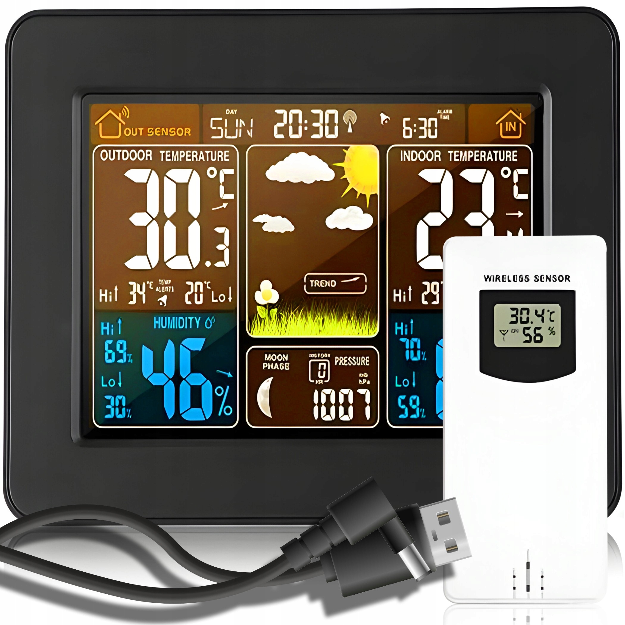 Stacja Pogodowa Pogody Bezprzewodowa Barometr Higrometr Termometr Czujnik