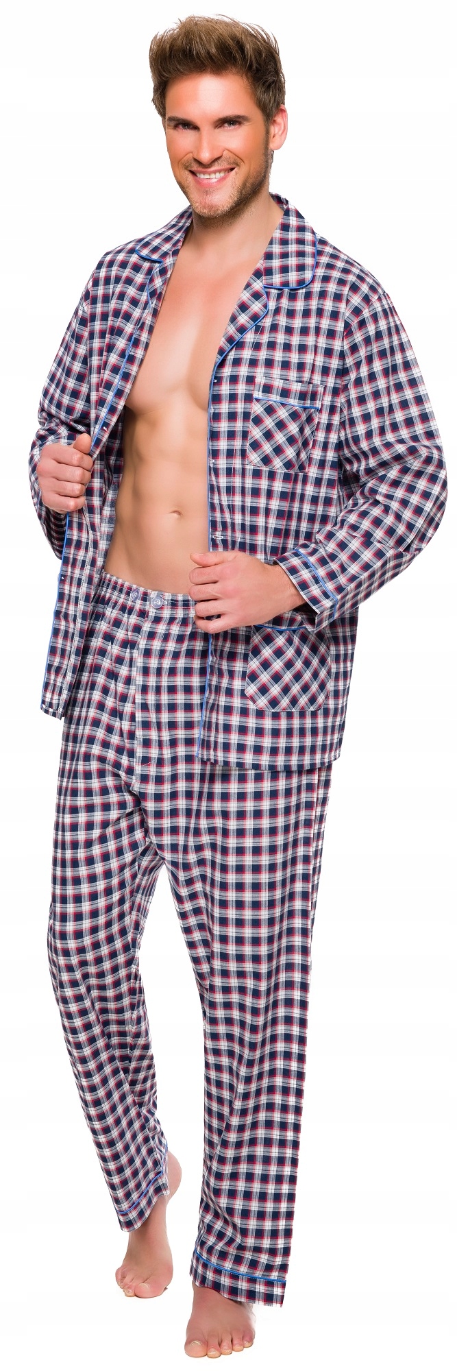 D2 ROZPINANA BAWEŁNIANA PIŻAMA MĘSKA W KRATKĘ L Marka inna