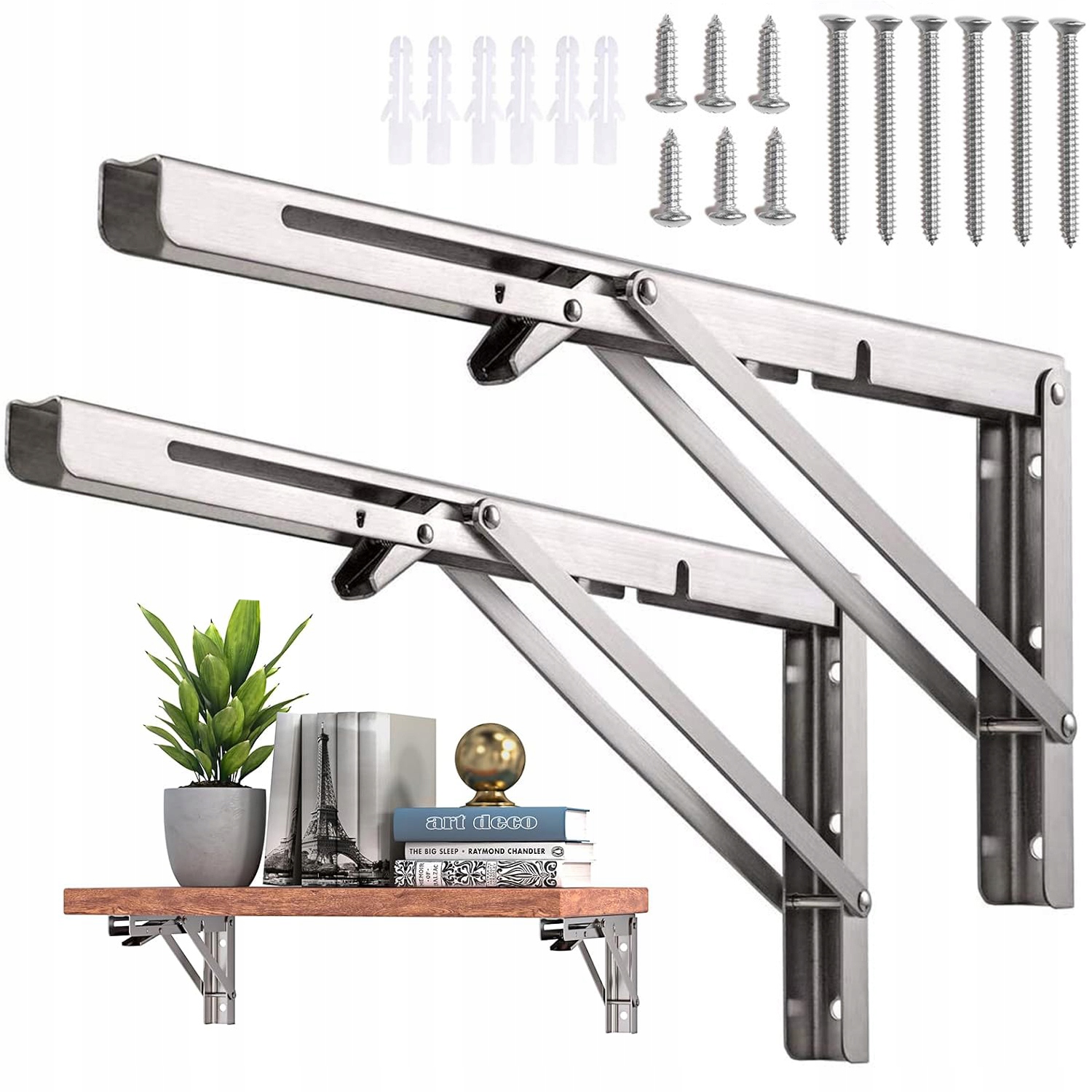 KĄTOWNIK WSPORNIK POD PÓŁKĘ STÓŁ BLAT SKŁADANY CZARNY 400 mm 2szt