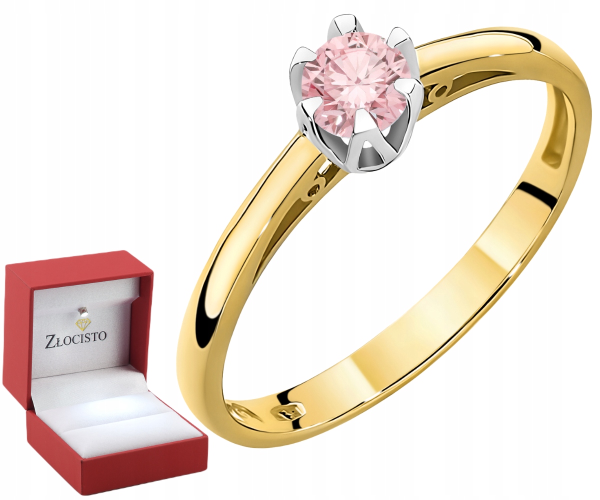 Pierścionek 14K żółte złoto 0,15 ct diament laboratoryjny grawer