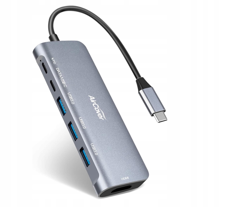 Aircover Usb-c Hub 6w1 Adapetr z 4K Hdmi do MacBook iPad