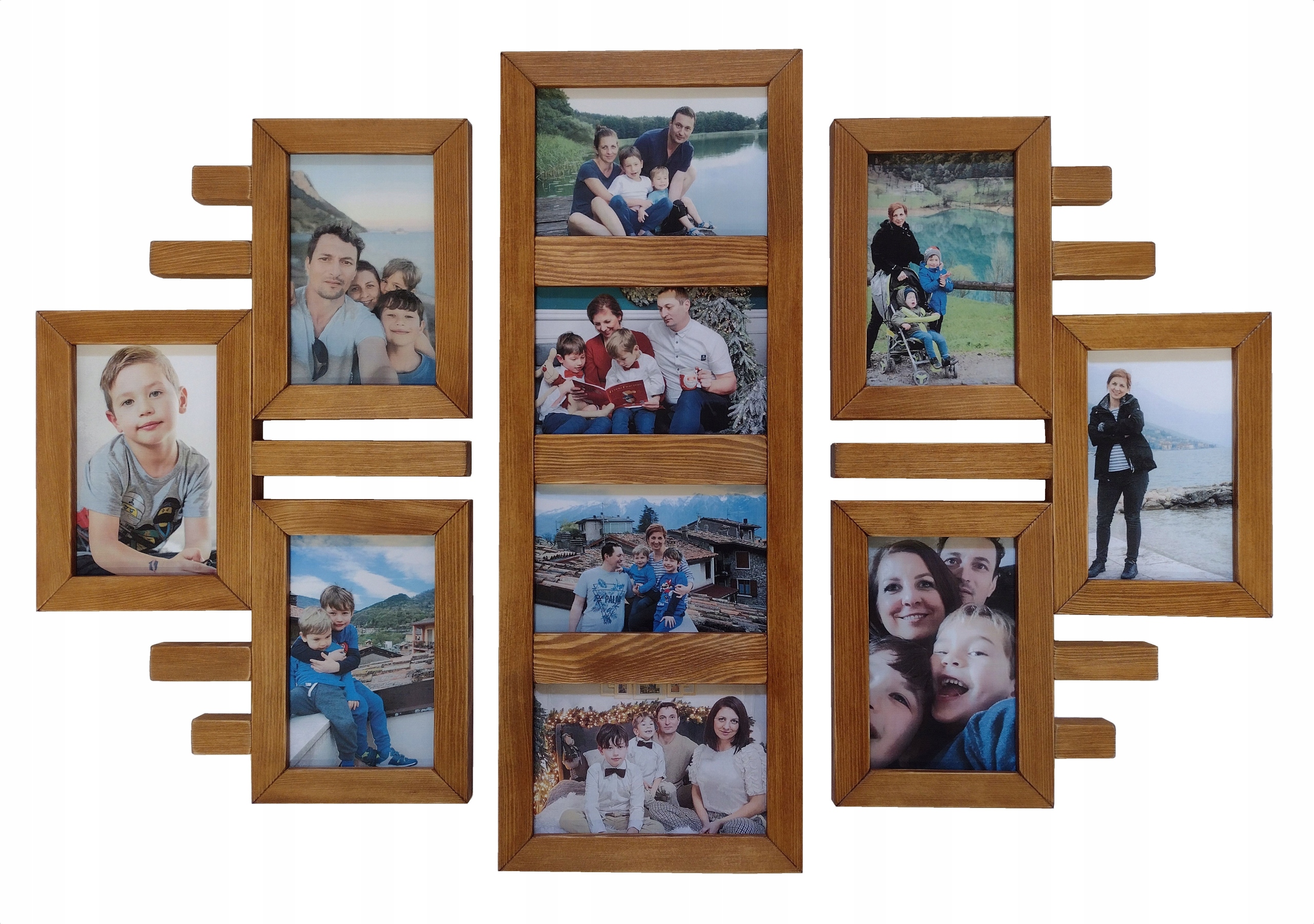 Dřevěný multirám Rámeček na 10 fotografií 10x15 cm Galerie nástěnný rámeček Kasztan