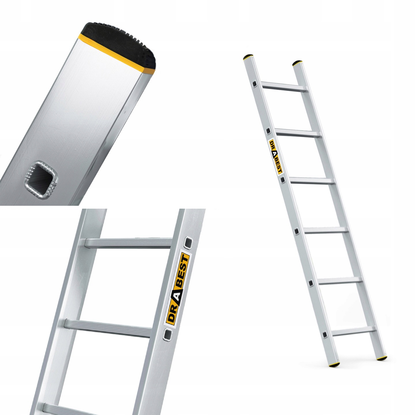 Hliníkový Žebřík 1x6 professional, 6 příčlí, Drabest Hák