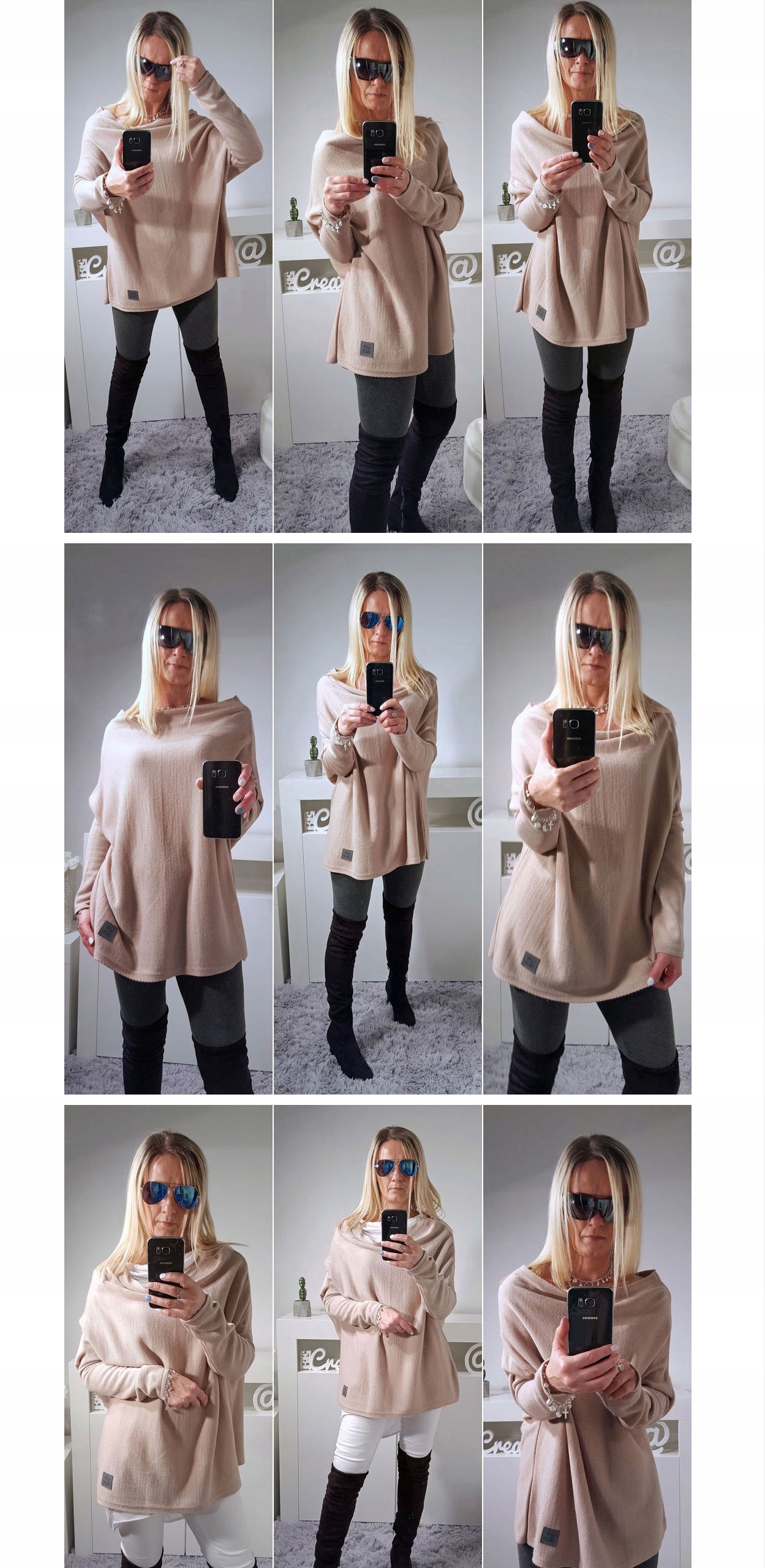 SWETEREK OVERSIZE TUNIKA SWETER WOOL ODKRYTE RAMIĘ Materiał dominujący inny