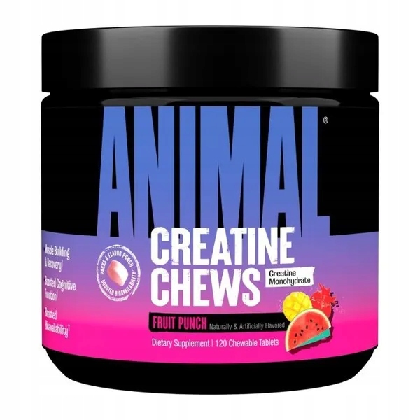 Animal Kreatin, Monohydrát, Fruit Punch, 120 žvýkacích tablet